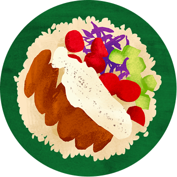 Chicken shawarma meal on a green plate